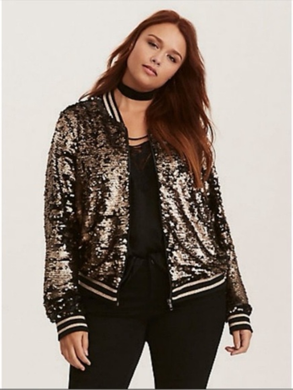 NWT Torrid Runway Collection Sequined Bomber Jacket Size 0 (Lg) Party Sparkly